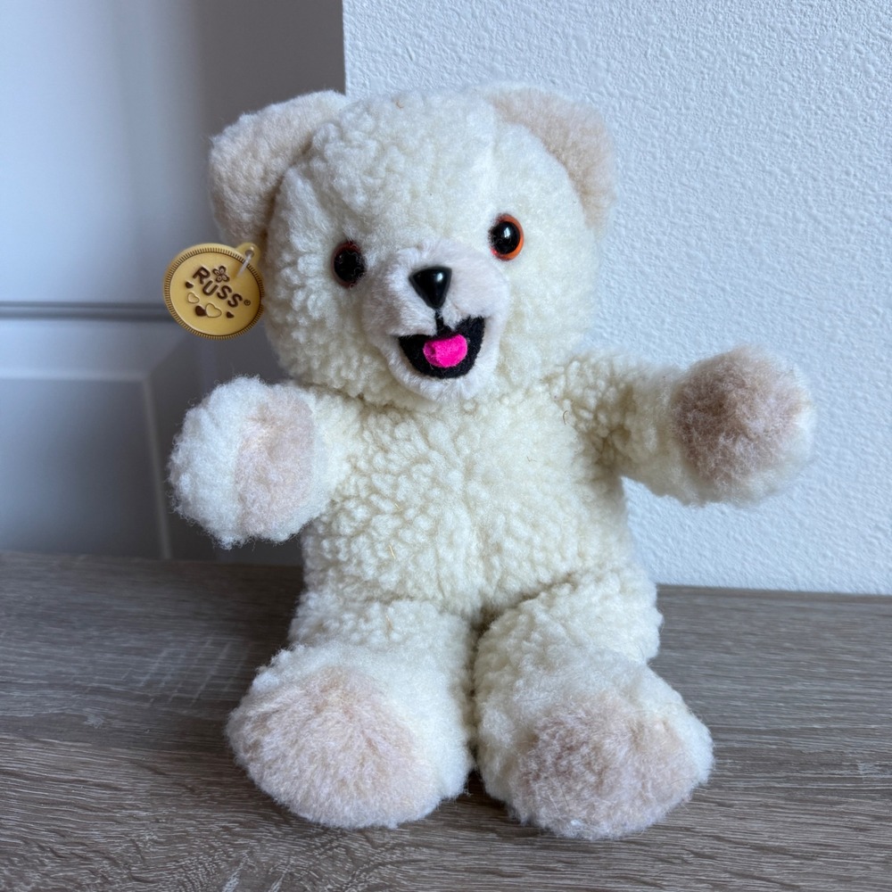 Vintage 1986 Snuggle Bear Plush Russ Berrie Lever Brothers Cream Sherpa 3145